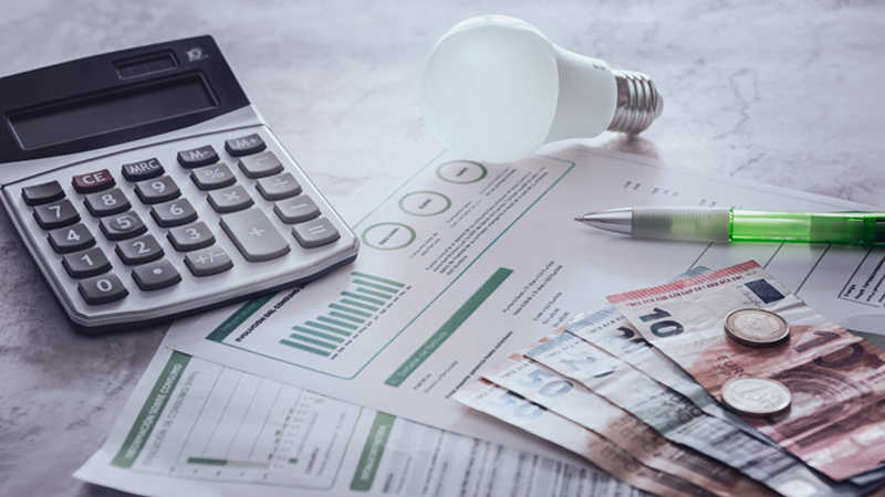 bollette soldi e calcolatrice